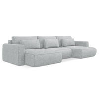 WOHNLANDSCHAFT Strukturstoff Stoff Grau - Silberfarben/Schwarz, Kunststoff/Textil (340/82/149cm) - Makamii