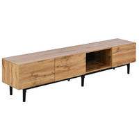 TV-SCHRANK in Light Oak und Schwarz mit LED Beleuchtung 175/31/41 cm - Eichefarben, Holzwerkstoff (175/41/31cm) - Redom