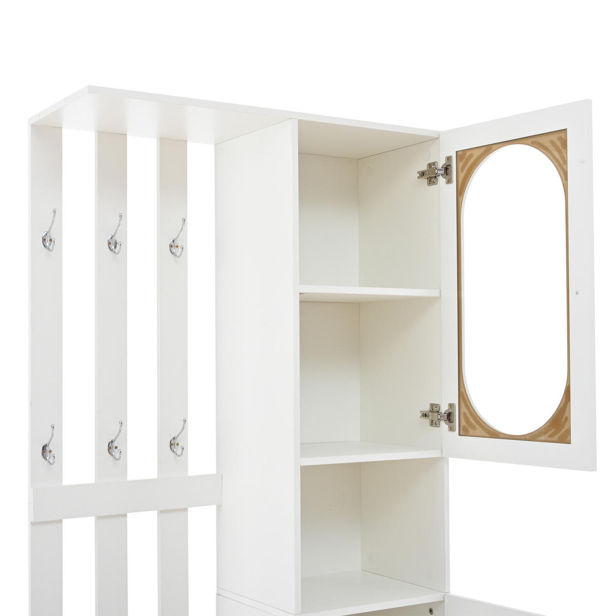 KOMPAKTGARDEROBE Schuhbank Glas Schrank 2 Türen Weiß - Weiß, Holzwerkstoff (85/200/33.5cm) - FLIEKS