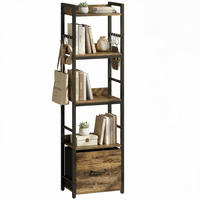 REGAL DE-15566 4 Ebenen + 1 Schublade + 8 Haken Rustikalbraun - Braun, Holzwerkstoff (39/136.5/26cm) - ComfortXL