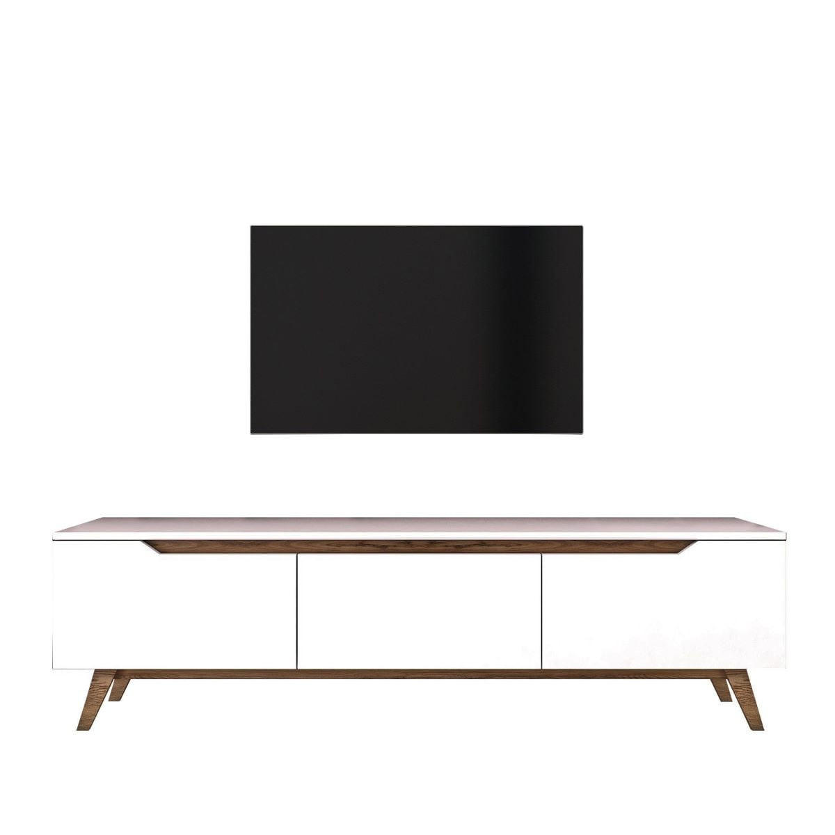 TV-MÖBEL mit 3 Türen weiß - L180 cm - Weiß, Holzwerkstoff (35/48.6/180cm) - Calicosy