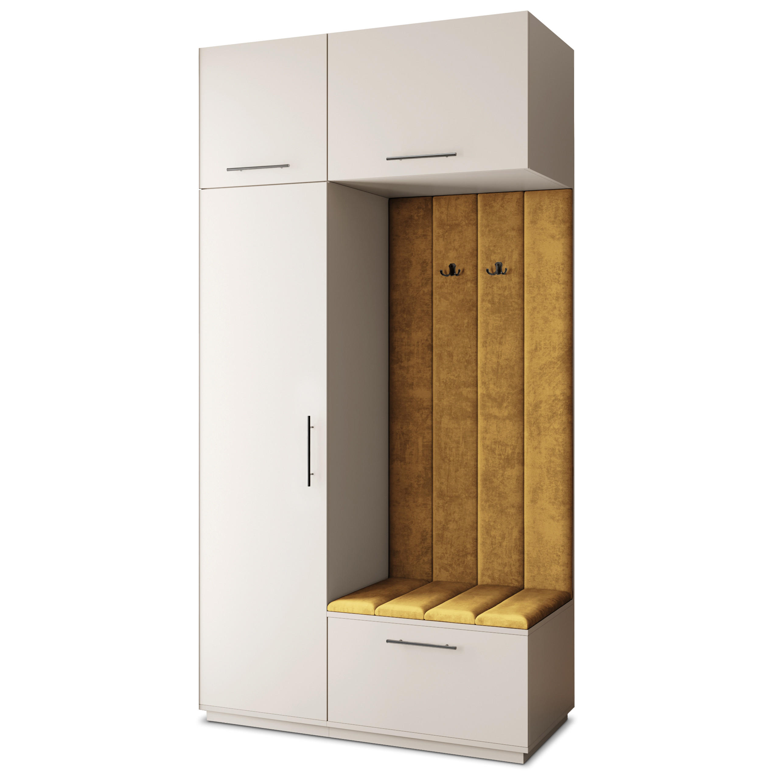 GARDEROBENSCHRANK REMA 120/240/60 cm Modern Garderobe-Set Kaschmir - Kaschmir/Gelb, Holzwerkstoff (120/240/60cm) - MASSENO