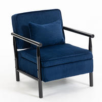 SESSEL Design Sessel,Loungesessel,Polsterstuhl,Cord,Blau - Blau, Textil (61/72/80cm) - LVHOM