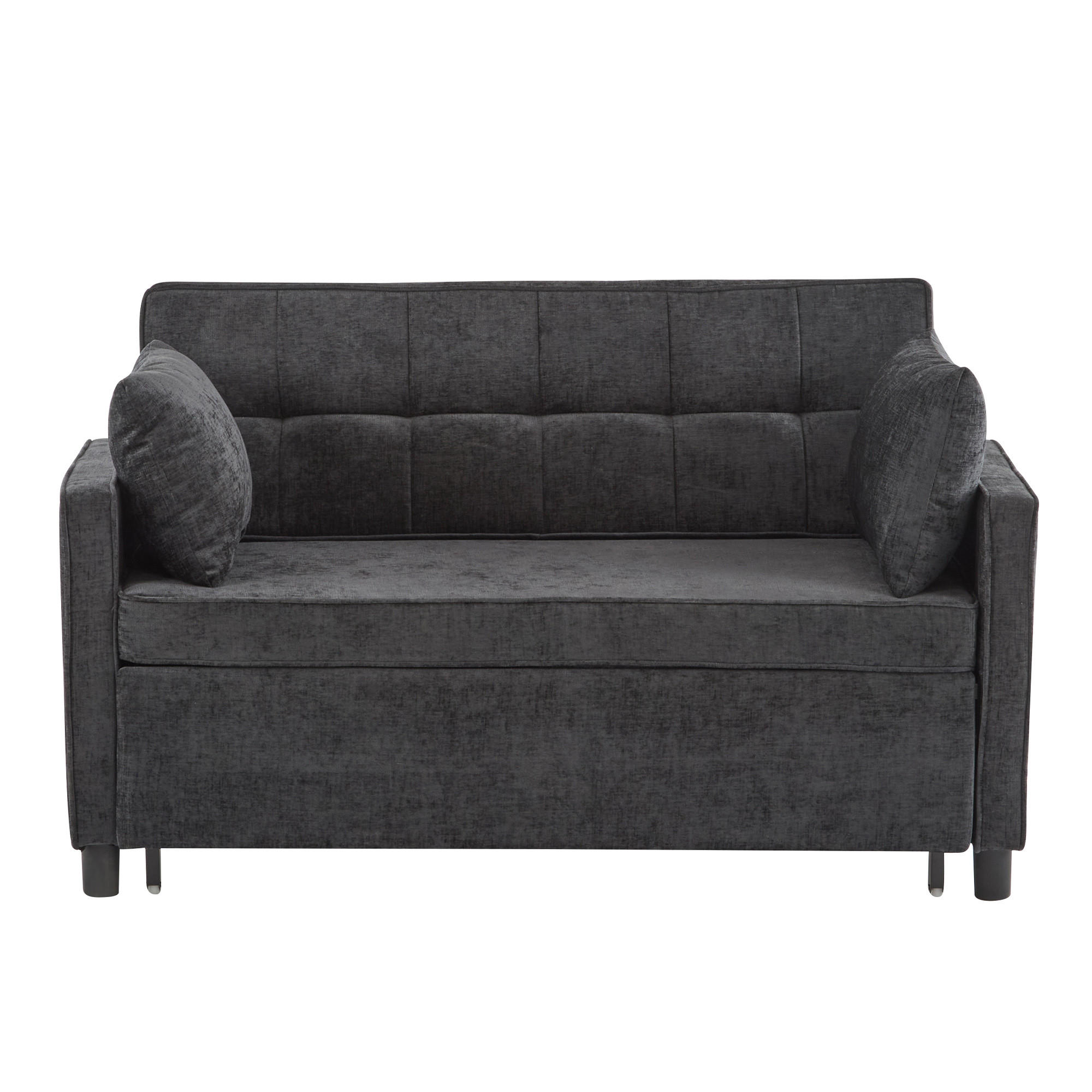 SCHLAFSOFA 142/79/85 cm Antikschwarz mit verstellbare Rückenlehne und Ausziehfunktion - Schwarz, Textil (142/85/79cm) - Oxeza