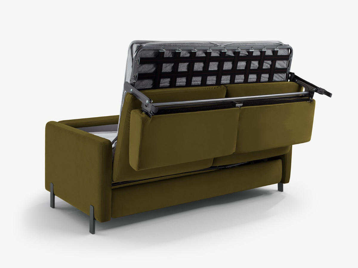 AUSKLAPPBARES-SOFA Gloria aus Samt grün 3 Sitzplätze - Grün, Textil (102/80/202cm) - Micadoni