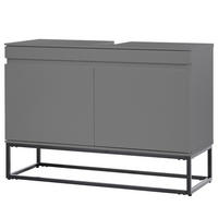WASCHBECKENUNTERSCHRANK - Dunkelgrau/Schwarz, Holzwerkstoff/Metall (80/57/30cm) - home24