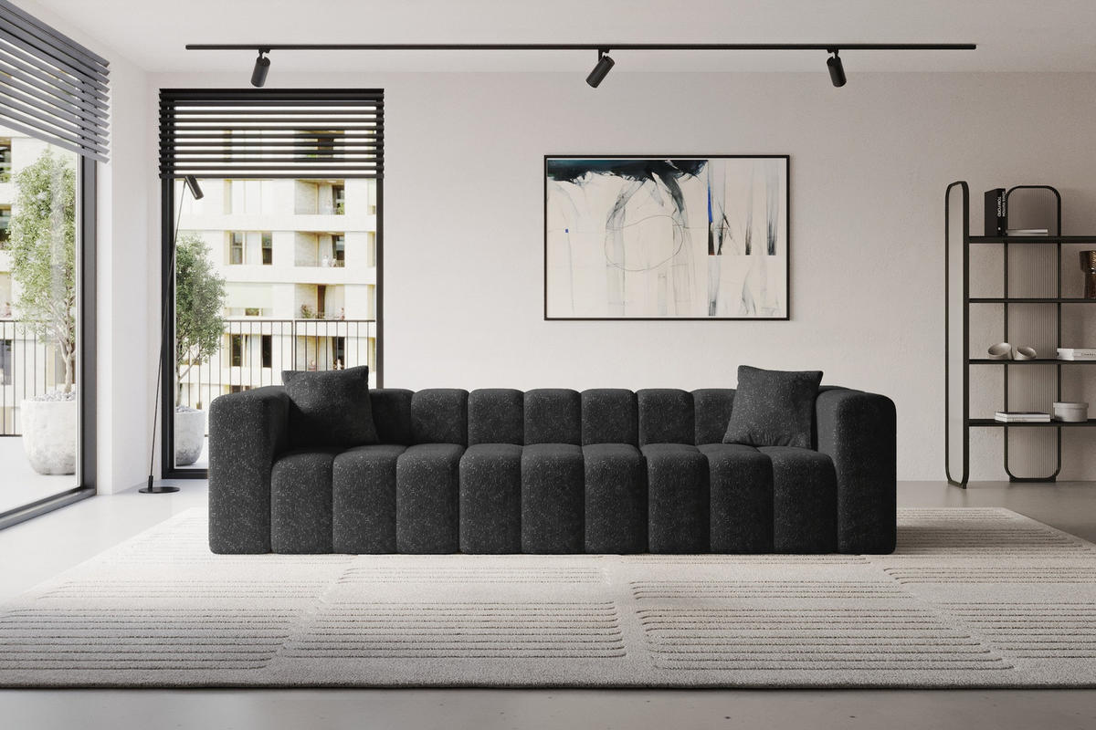 POHOVKA 3-MÍSTNÁ DONY-3 315x90x71 cm Černá Žinylka - černá, kompozitní dřevo/textil (315/71/90cm) - ALTDECOR