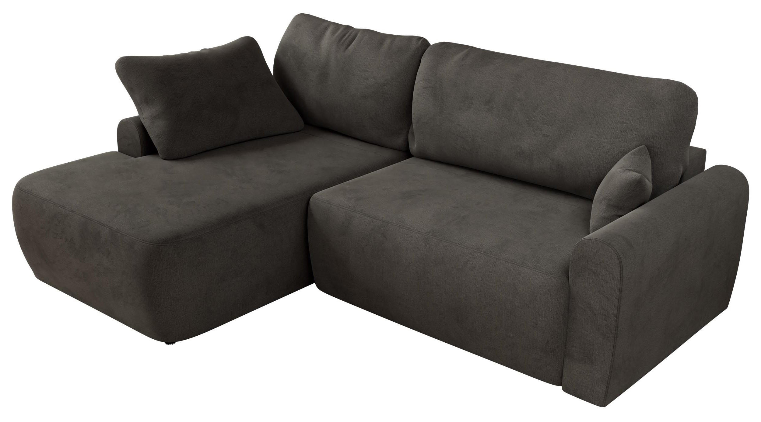 ECKSCHLAFSOFA CUBO L Dunkelgrau Velvet - links - Dunkelgrau/Schwarz, Kunststoff/Textil (273/187cm) - MKS