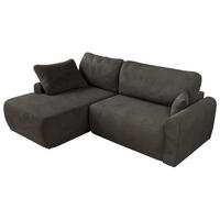ECKSCHLAFSOFA CUBO L Dunkelgrau Velvet - links - Dunkelgrau/Schwarz, Kunststoff/Textil (273/187cm) - MKS