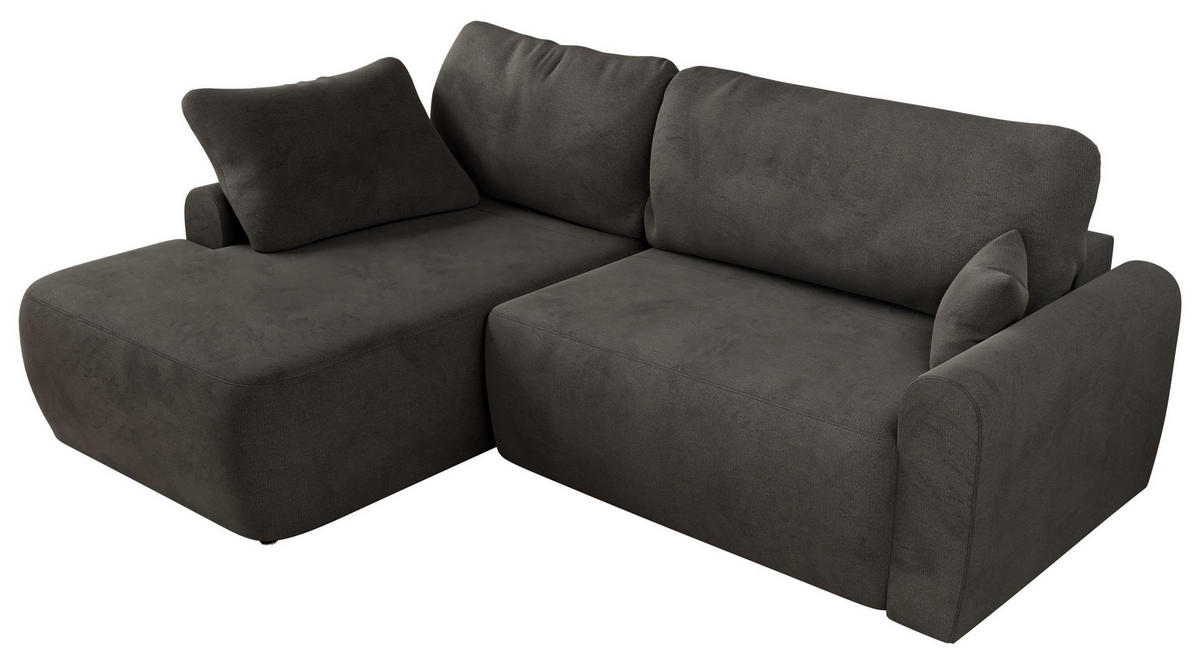 ECKSCHLAFSOFA CUBO L Dunkelgrau Velvet - links - Dunkelgrau/Schwarz, Kunststoff/Textil (273/187cm) - MKS