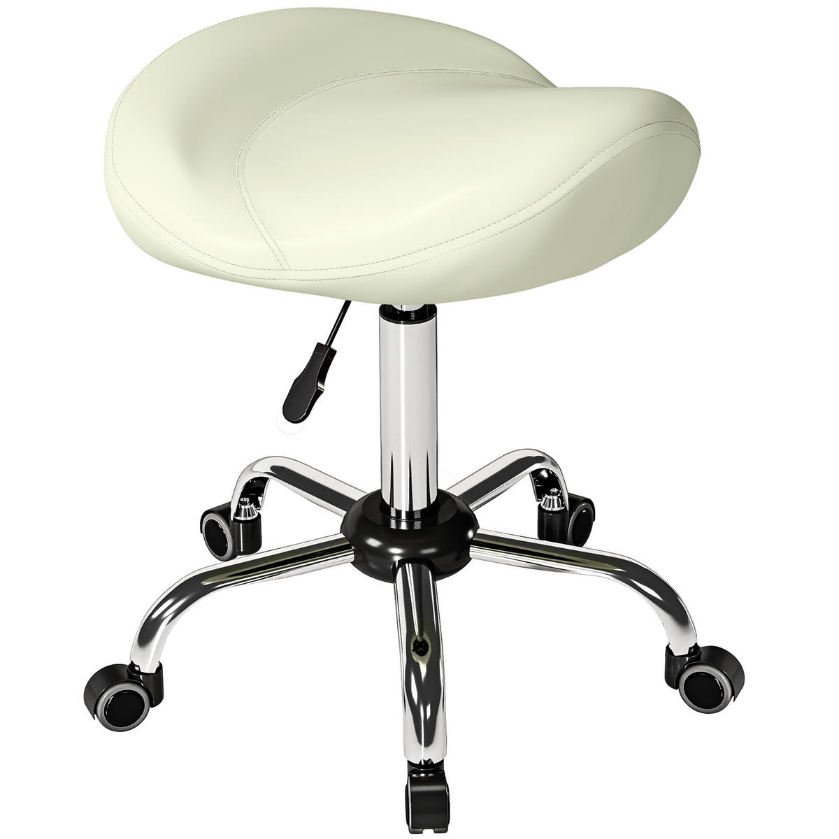 DREHHOCKER DE-09912 höhenverstellbar, PU-Leder Cremeweiß - Creme, Metall (48/71/48cm) - ComfortXL