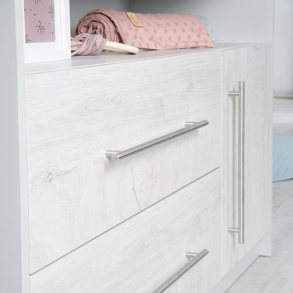WICKELKOMMODE Maren 2 - Grau, Holzwerkstoff/Metall (117/98/75cm) - Roba