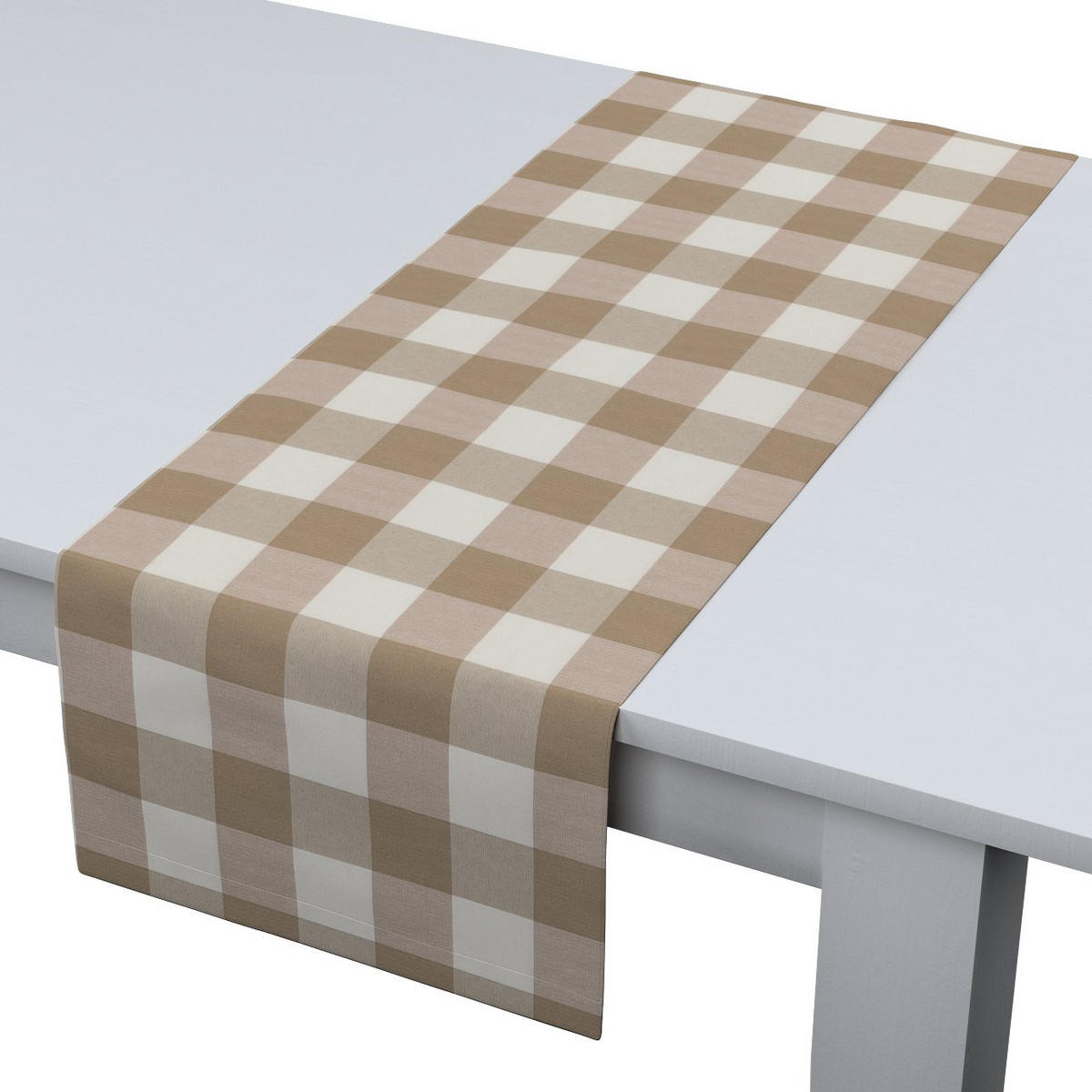 TISCHLÄUFER Quadro, weiß und grau, 40x130 cm - Grau, Textil (40/130cm) - Dekoria