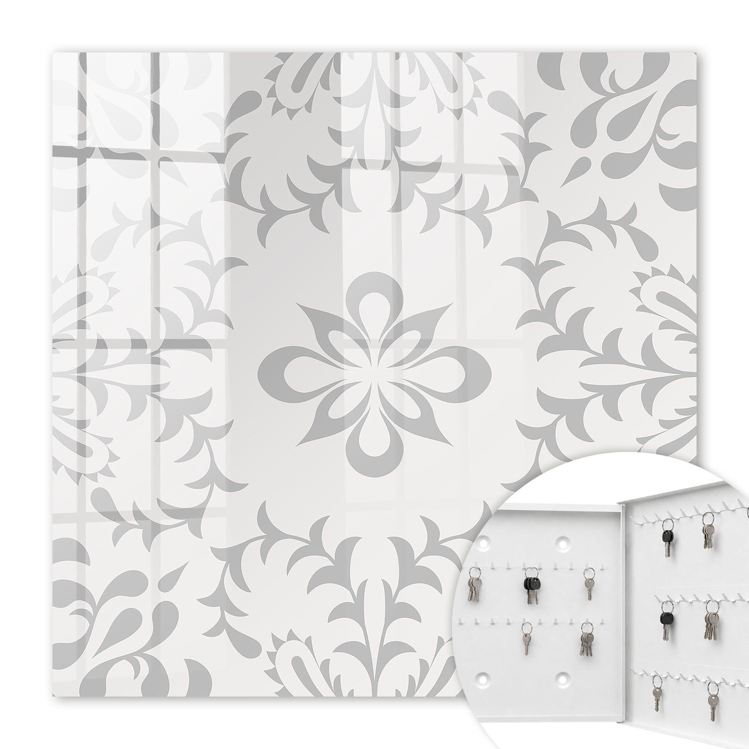 SCHLÜSSELBOX Weiß 30x30 cm – Türöffnung nach rechts - Elegante Symmetrie - Grau, Metall (30/30/5cm) - TULUP