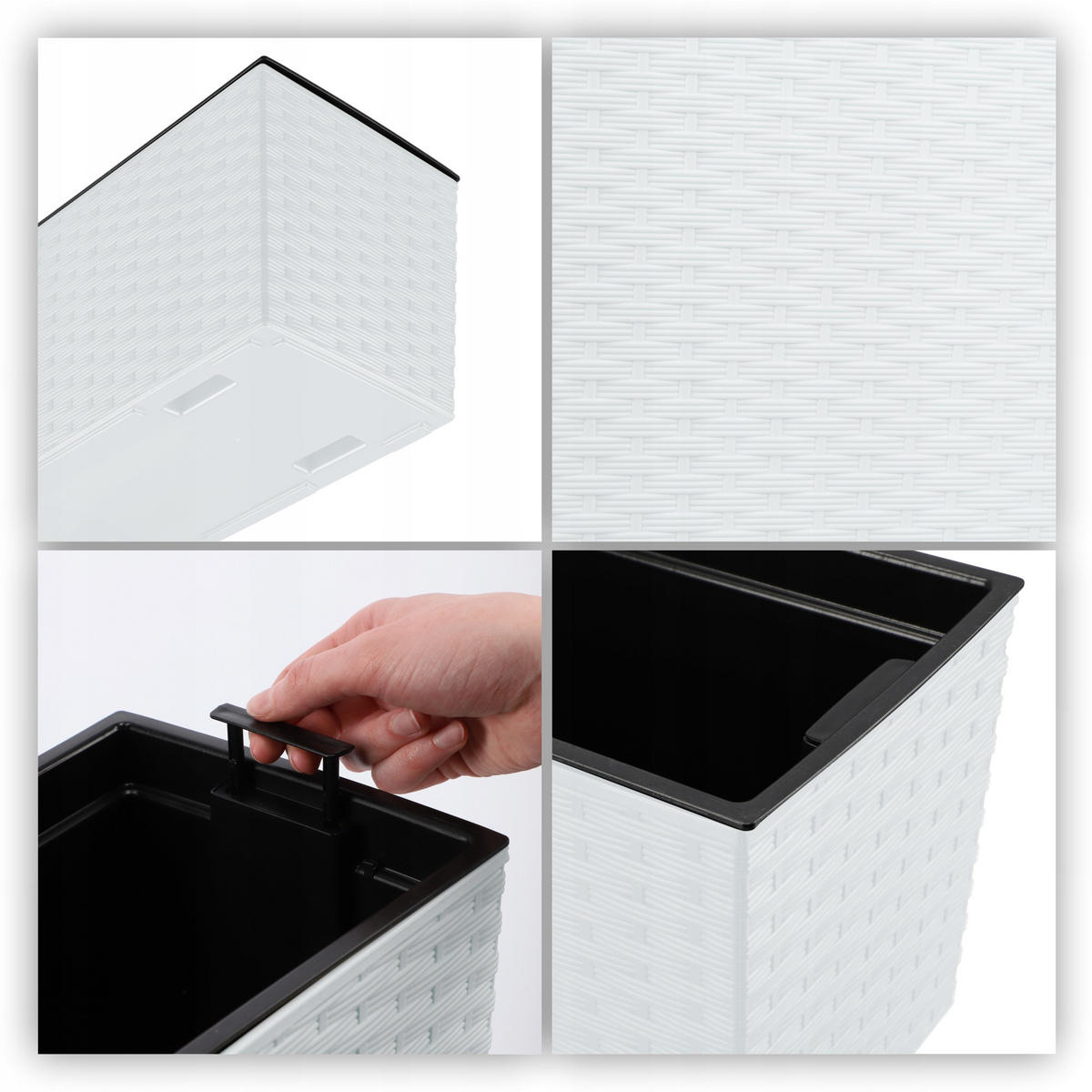 BLUMENKASTEN mit Einsatz 56 cm, Weiß - Weiß, Kunststoff - KADAX