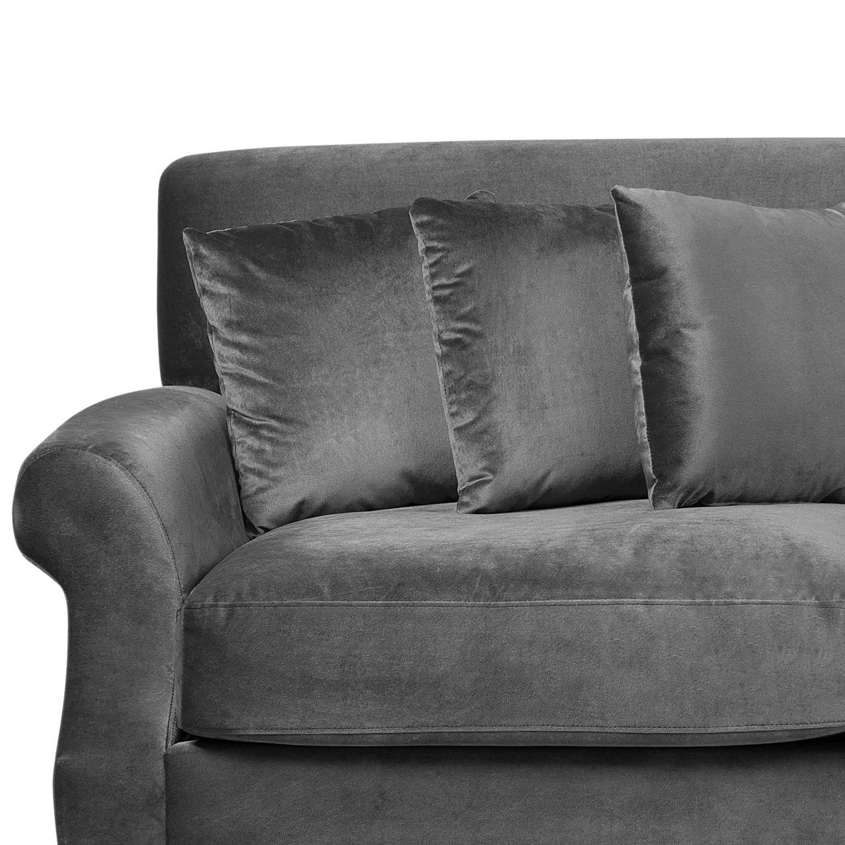 3-SITZER-SOFA Samtstoff Grau Eike - Grau, Textil (186/82/102cm) - Beliani