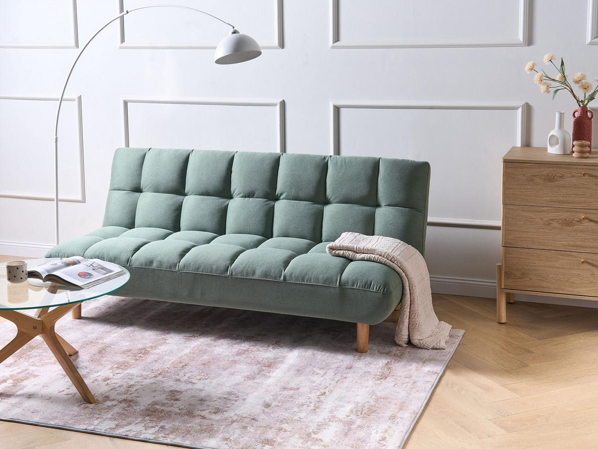 SCHLAFSOFA 2-Sitzer Stoff Hellgrün Risor - Hellgrün, Textil (190/83/90cm) - Beliani