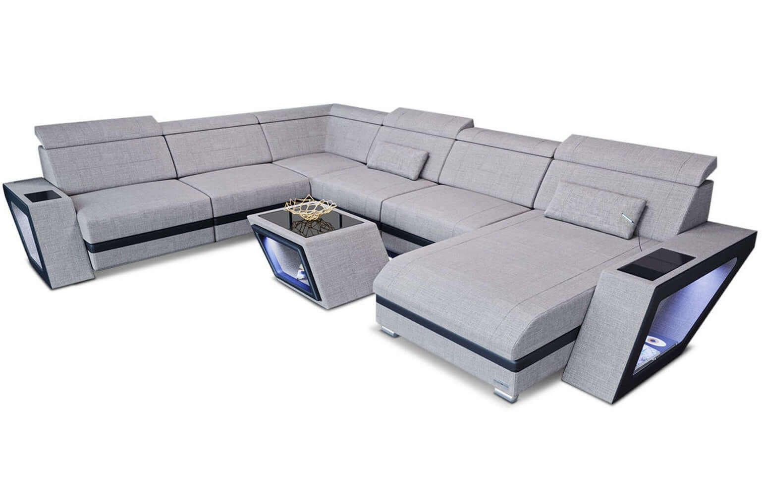 WOHNLANDSCHAFT Catania Macchiato Schwarz Strukturstoff - Braun, Kunststoff (349/89/264cm)
