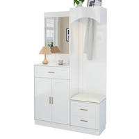 GARDEROBE Set Spiegel Schuhschrank - Weiß, Holz (110/185.5/33cm) - LEBENLANG