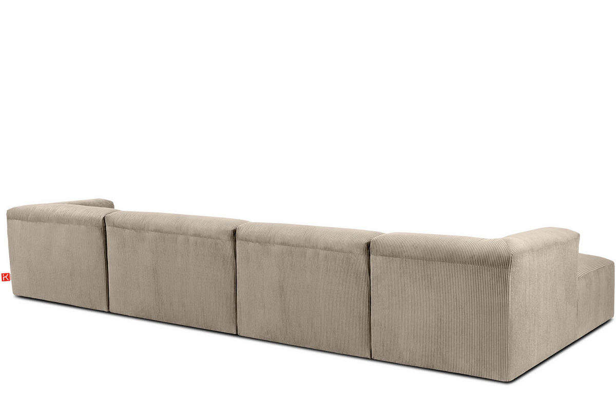 PANORAMA-ECKSOFA BUFFO 7/8 Sitzer mit extrem weicher Sitzfläche, Kordstoff, beige - Beige, Textil (424/73/180cm) - KONSIMO®
