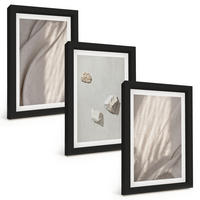 BILDER SET 3er Set - 20x30 cm Schwarzer Rahmen - Nahaufnahmen der Struktur im Boho-Stil - Schwarz, Kunststoff (20/30cm) - TULUP