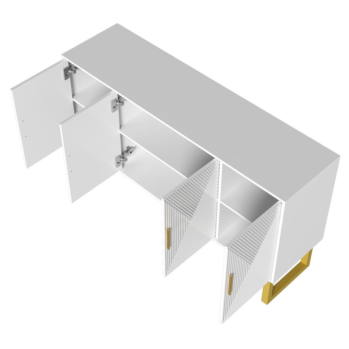 SIDEBOARD 150/40/82 cm Weiß aus MDF mit 4 Türen - Weiß, Holzwerkstoff (150/82/40cm) - OKWISH