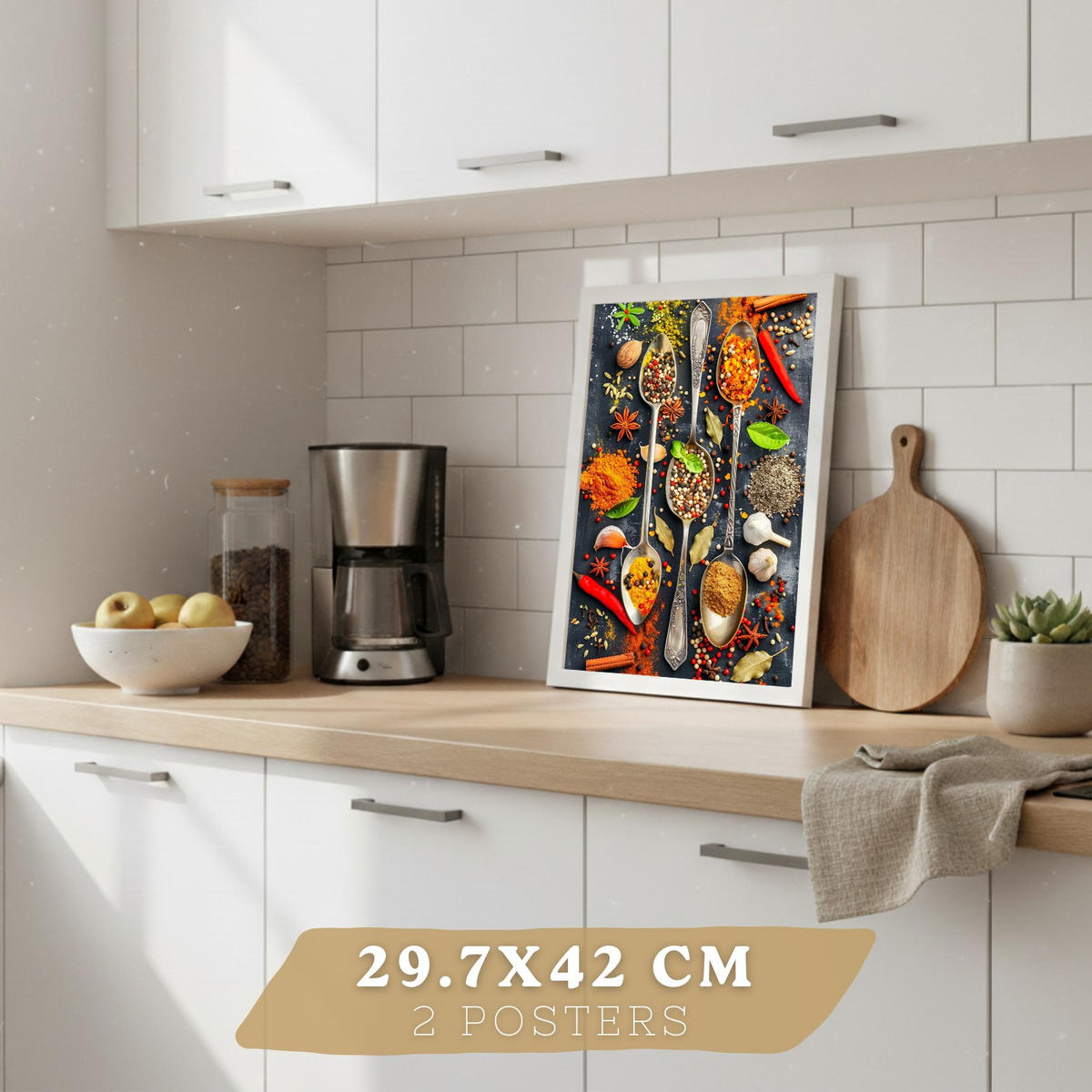 PLAKAT Sada 2 Lžíce A3 Bílý rám - bílá, papír (29.7/1/42cm) - Nacnic