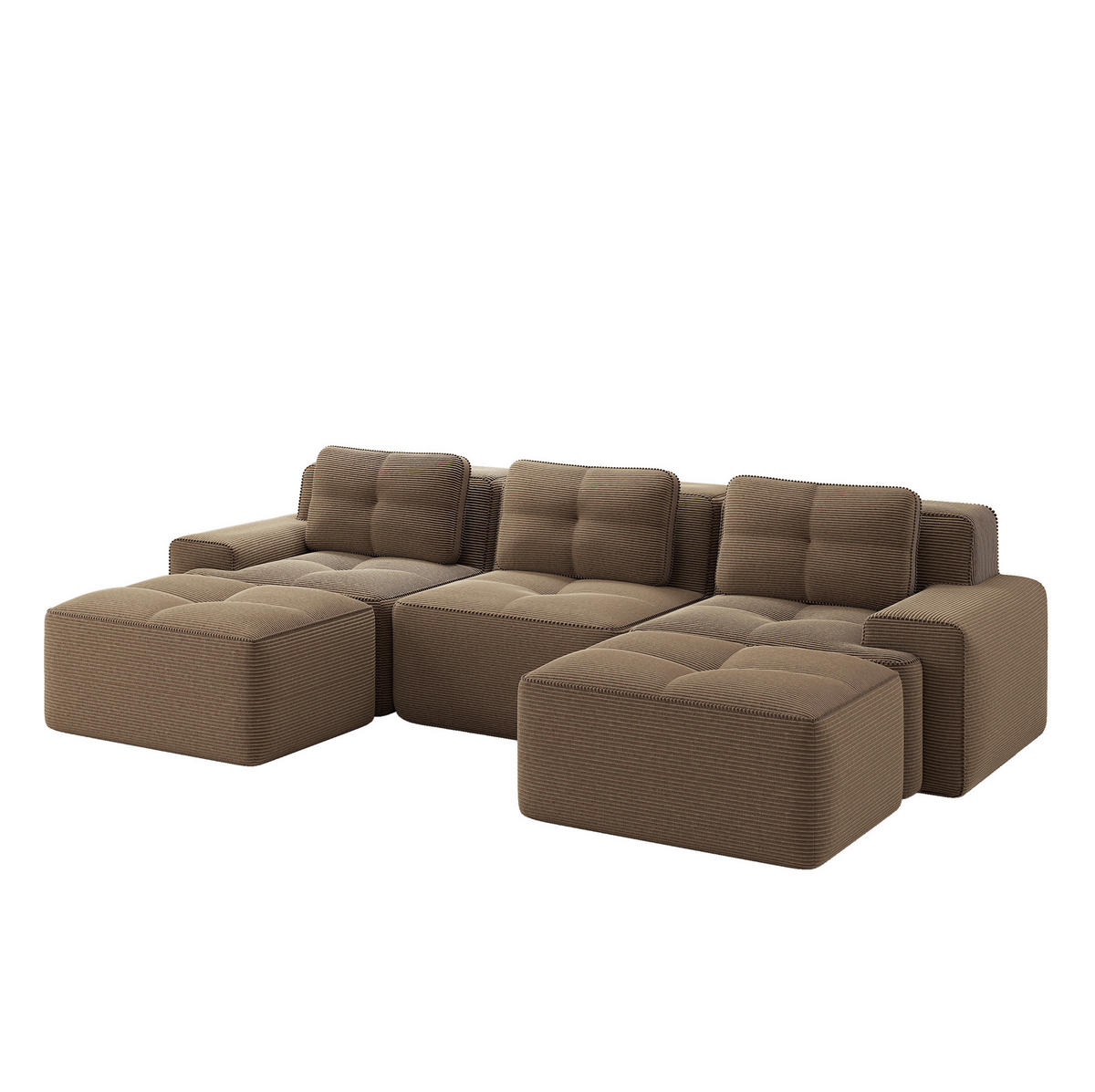 MODULARES 3-Sitzer-Sofa mit Cordbezug in Braun 293x177x69 cm, flexibel stellbar und ohne Montage - Braun, Textil (177/293cm) - IVMEU