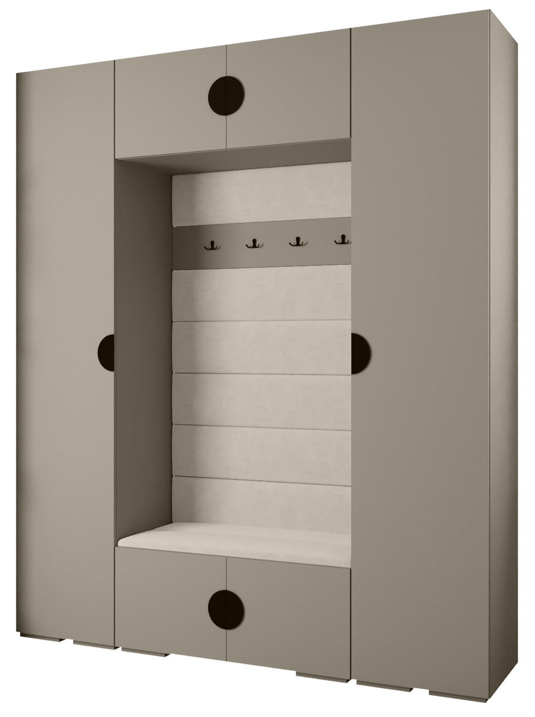 Abiks Möbel Garderoben-Set Kaschmir, Beige, Schwarz 200x236.7x47 cm