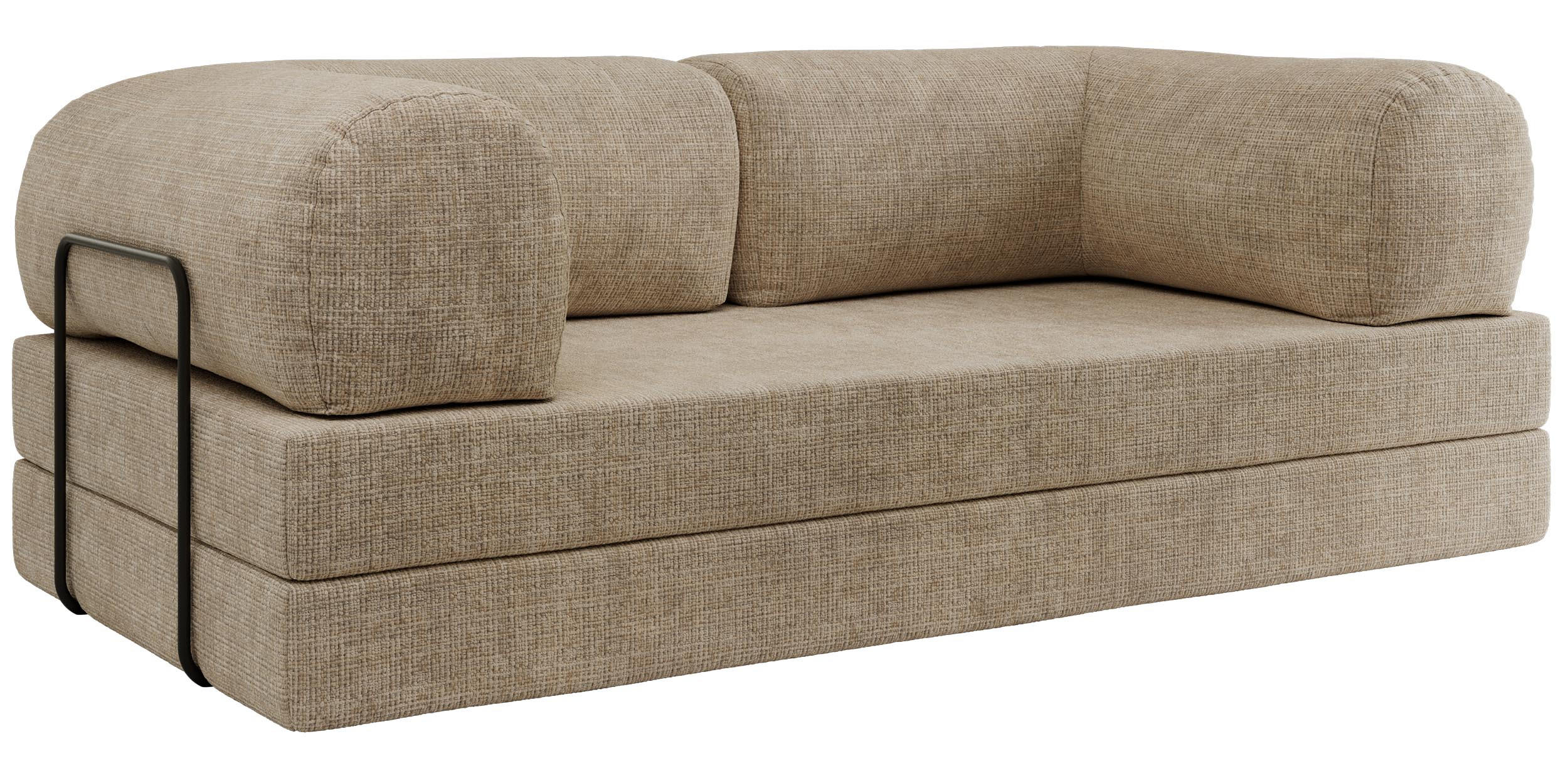 3-SITZER SOFA ORSETTO - Beige Schenille grob gewebt - Beige/Schwarz, Textil/Metall (200/70/100cm) - MKS
