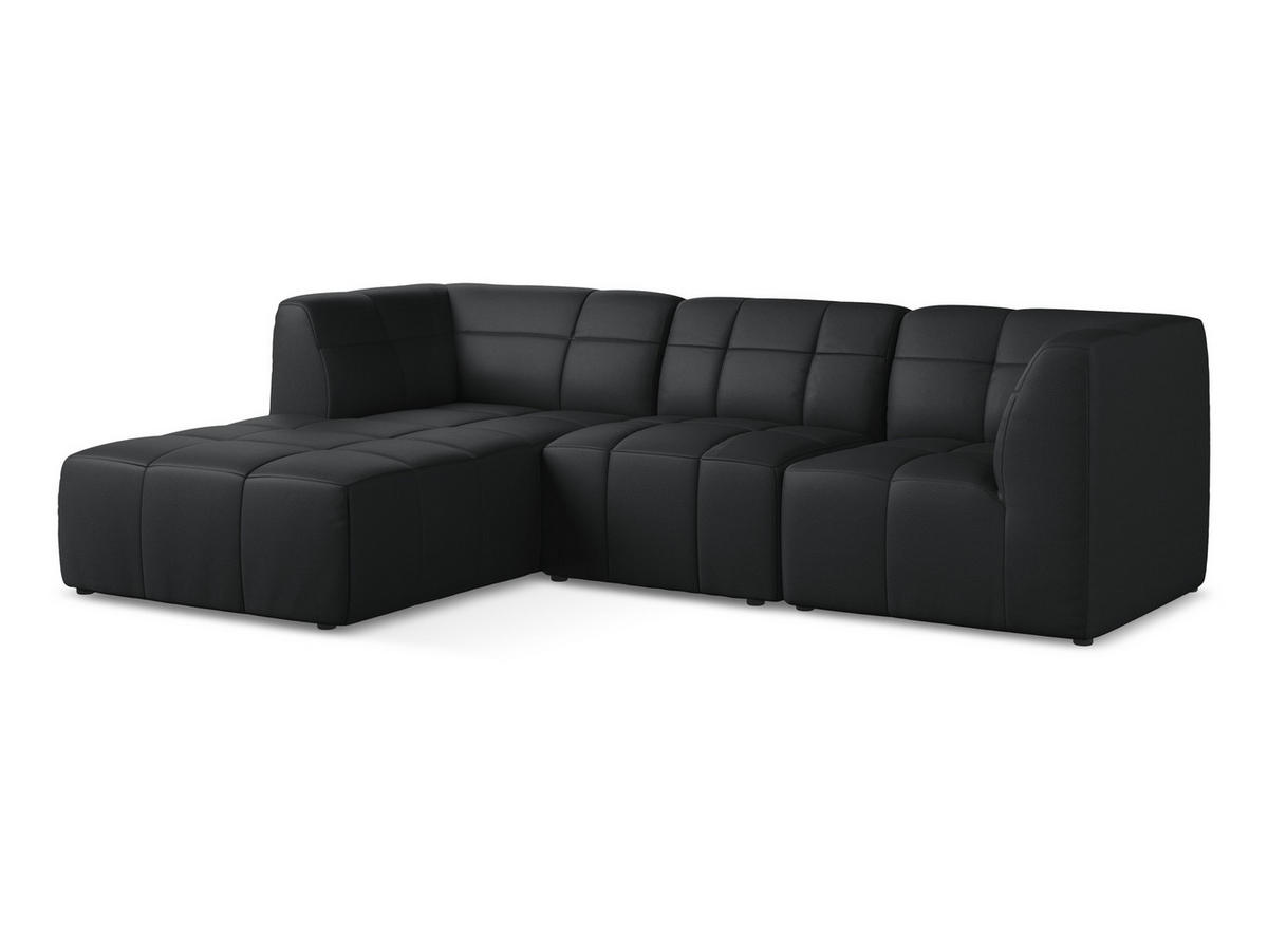 ECKSOFA Links Kunstleder Schwarz - Schwarz, Holzwerkstoff/Kunststoff (266/175cm) - Makamii