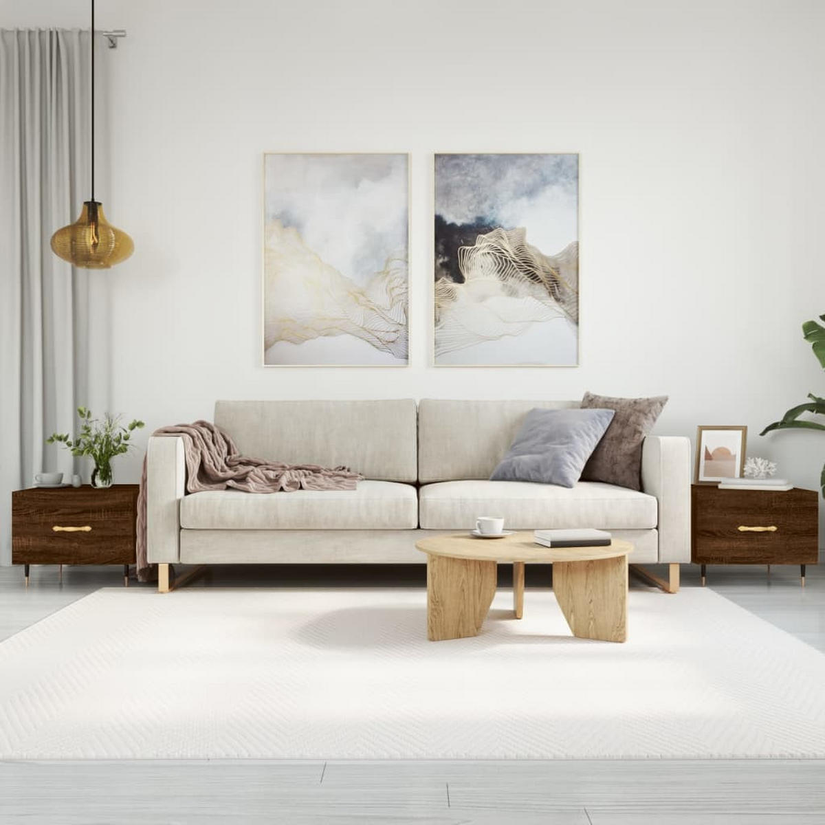 COUCHTISCHE 2 Stk. Braun Eichen-Optik 50x50x40 cm Holzwerkstoff - Braun, Holzwerkstoff (50/50/40cm) - furnicato
