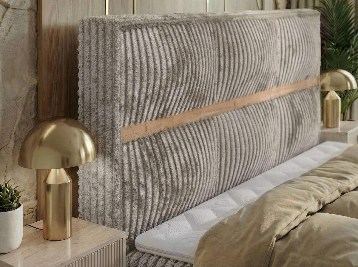 POSTEL BOXSPRING ORVO 160/200 - Světle hnědá Manšestr - Topper Visco - H3 - černá/světle hnědá, textil/plast (160/200cm) - MKS