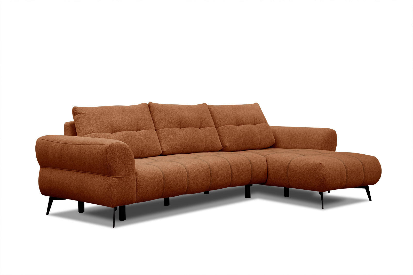 ECKSOFA SALVINI 4-Sitzer, dunkelorange - Dunkelorange/Schwarz, Holzwerkstoff/Textil (292/158cm) - Courtois Laville