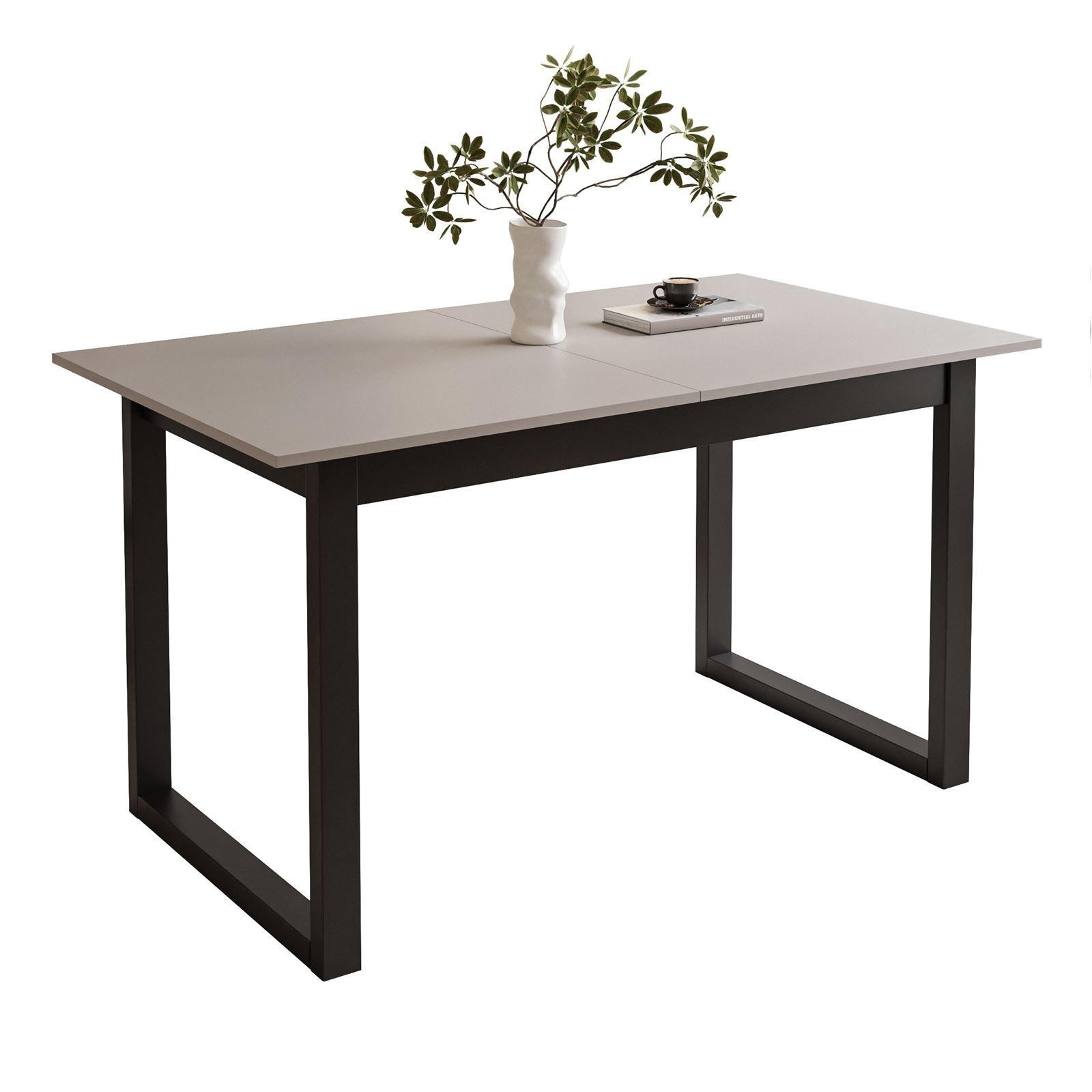 ESSTISCH ARTON II ausziehbarer Tisch 140-195 cm für 6-8 Personen - Beige/Schwarz, Holzwerkstoff/Metall (140/80/77cm) - Lookway