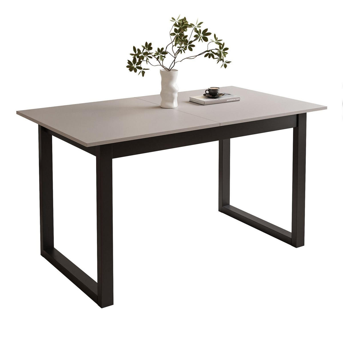 ESSTISCH ARTON II ausziehbarer Tisch 140-195 cm für 6-8 Personen - Beige/Schwarz, Holzwerkstoff/Metall (140/80/77cm) - Lookway