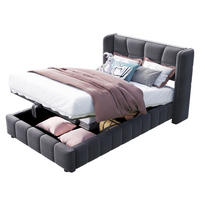 POLSTERBETT mit Bettkasten 90/200 cm in Grau mit gepolstertem Kopfteil - Grau, Textil (90/200cm) - BEAOK