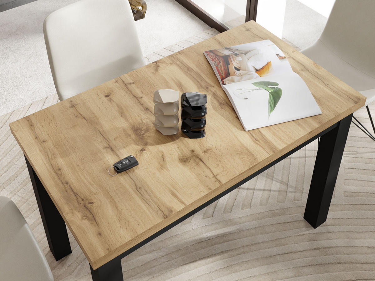 ESSTISCH Arden rechteckig, Wotan Eiche 100/60/73 cm - Eiche Wotan/Schwarz, Holz/Holzwerkstoff (100/60/73cm) - WFL GROUP