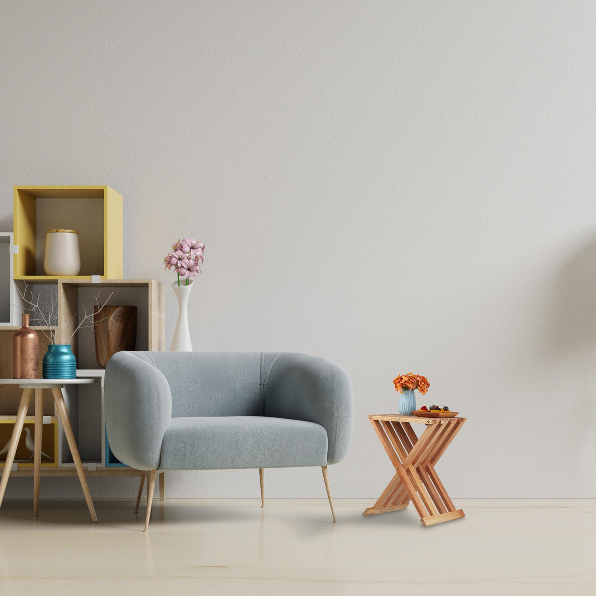 KLAPPTISCH - Hellbraun, Holz (28/34/44.5cm) - Relaxdays