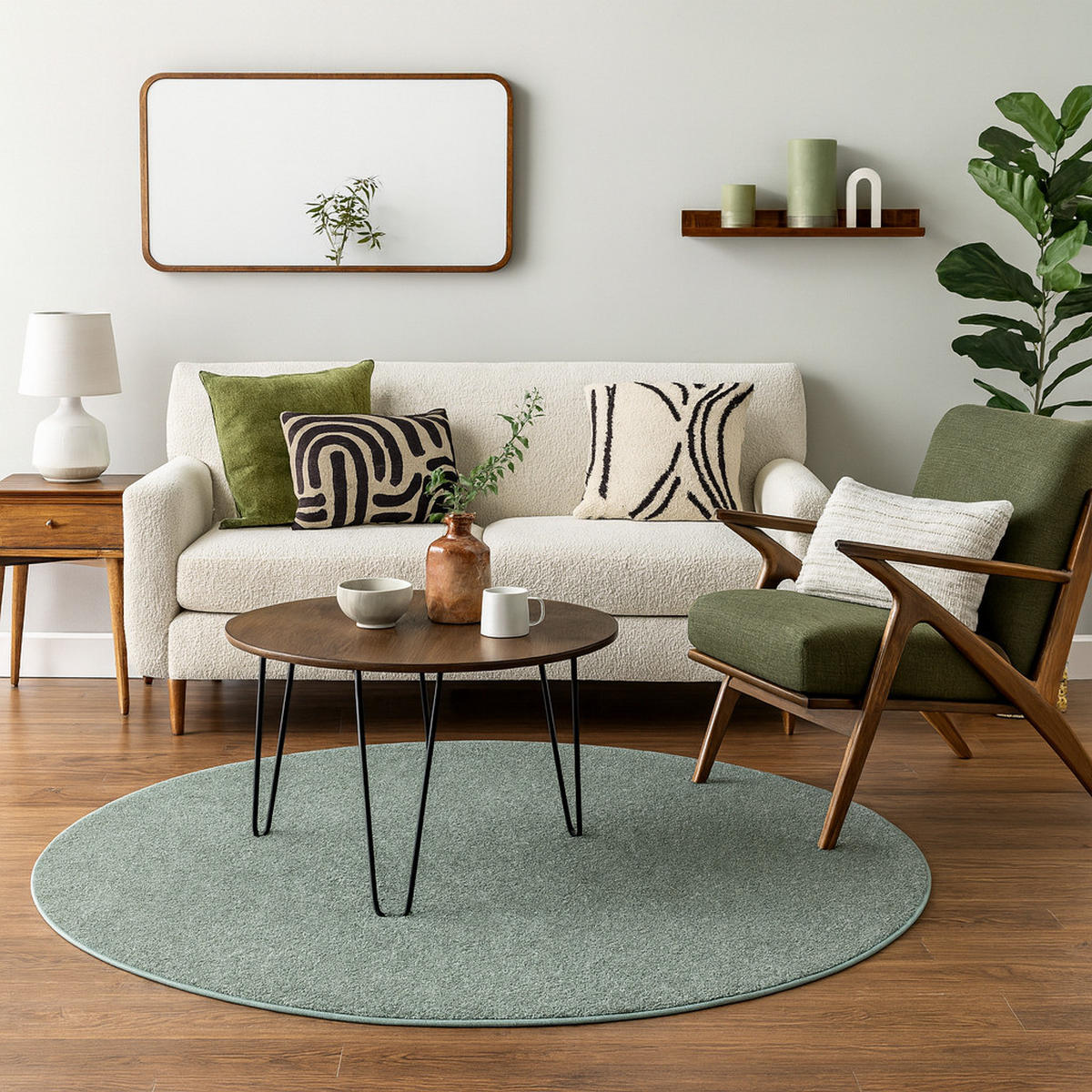 HOCHFLOR VELOURS TEPPICH MONA RUND - Mintgrün, Textil (160/160cm) - Snapstyle