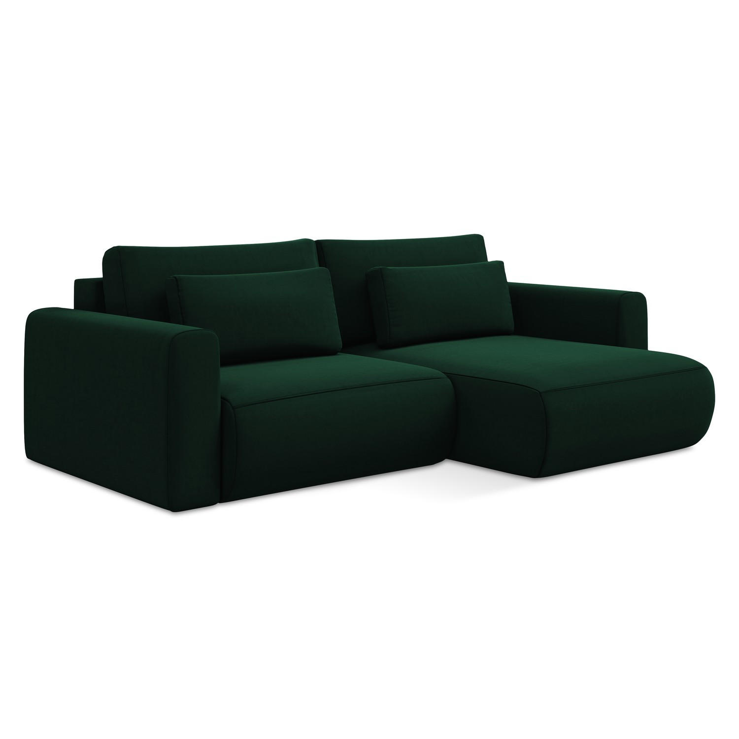 ECKSOFA mit Schlaffunktion Samt Stoff Grün - Dunkelgrün/Schwarz, Kunststoff/Textil (240/149cm) - LaMiaSofa