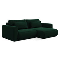 ECKSOFA mit Schlaffunktion Samt Stoff Grün - Dunkelgrün/Schwarz, Kunststoff/Textil (240/149cm) - LaMiaSofa