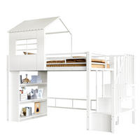 HOCHBETT 90/200 cm aus Metall und MDF mit Stauraumtreppe, Regal und Freiraum unter dem Bett, Weiß - Weiß, Metall (90/200cm) - Redom
