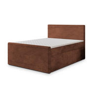 BOXBETT NOLEN 140x200 cm mit Matratze und Topper - Braun - Braun, Holz (140/200cm) - MASSENO