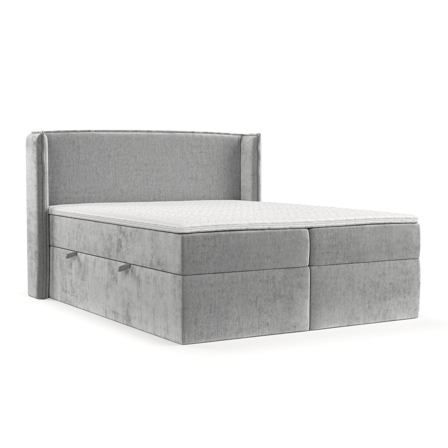 BOXBETT Viva 160/200 cm Hellgrau im Lotta Stoff - Hellgrau/Schwarz, Holz/Holzwerkstoff (160/200cm) - AltaBeds