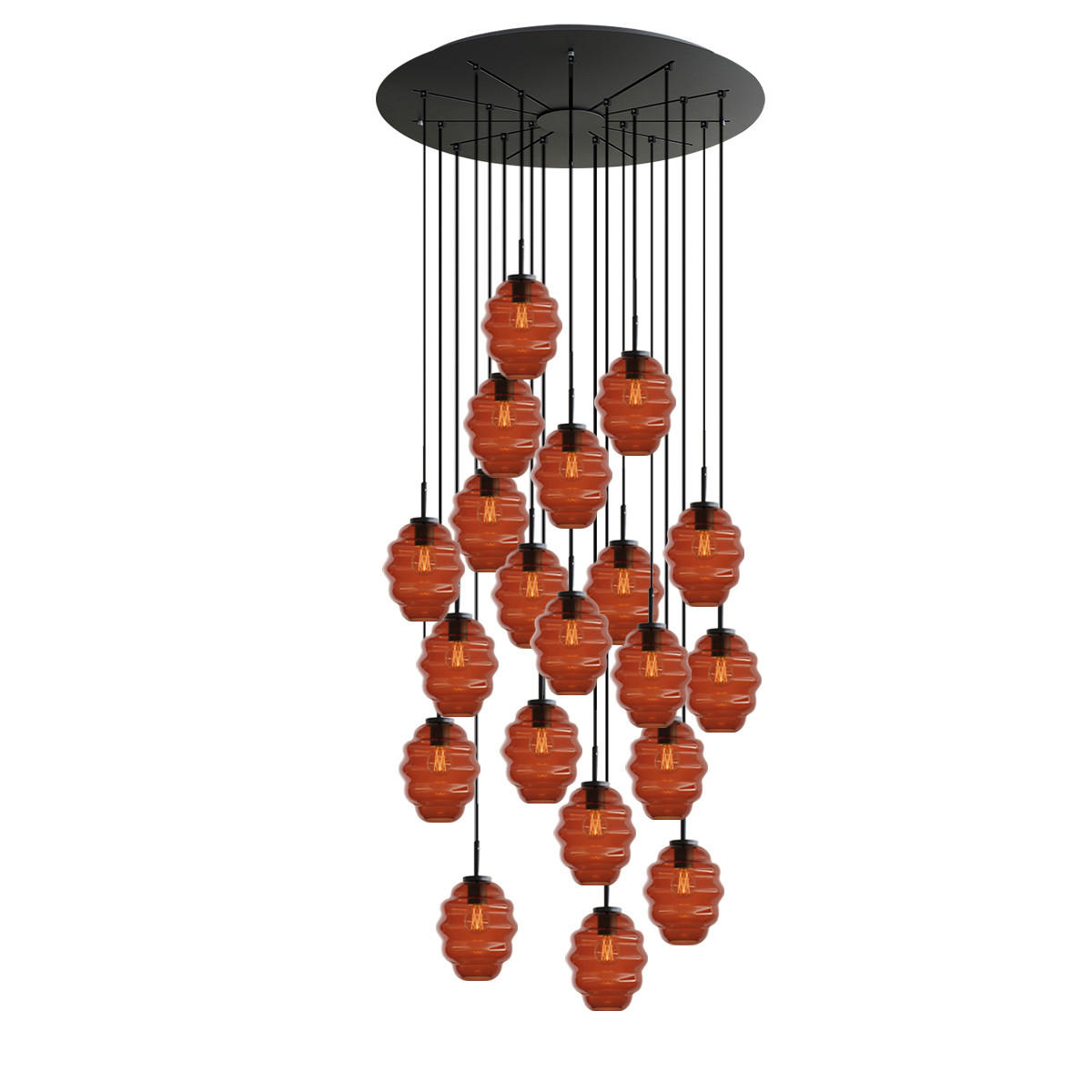 GALERIELEUCHTE Echos 20-flammig Braun Ø 18cm - Schwarz/Braun, Glas (18/18/20cm) - s.luce
