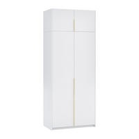 ŠATNÍ SKŘÍŇ S OTOČNÝMI DVEŘMI AMARA, 100/250/58 cm 2dveřová, bílá - bílá/zlatá, kompozitní dřevo (100/250/58cm) - MASSENO