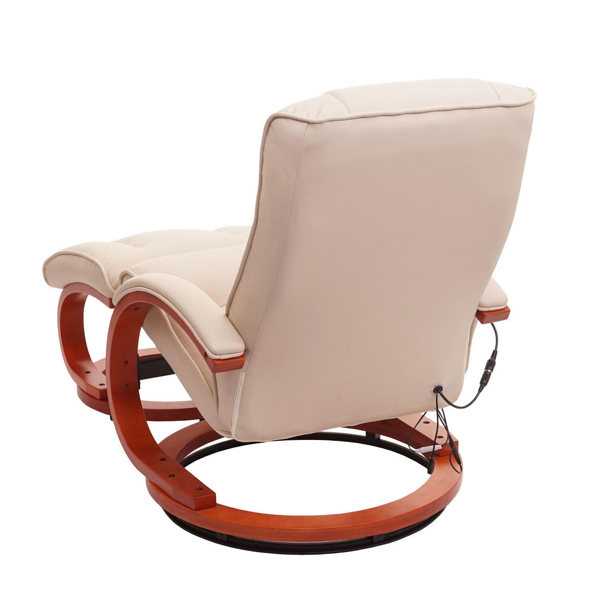 MASSAGESESSEL inkl. Fußhocker bequem und gemütlich HxBxT 98x66x89cm Kunstleder Weiß-Creme - Creme, Kunststoff (66/98/89cm) - BERLINLODGE