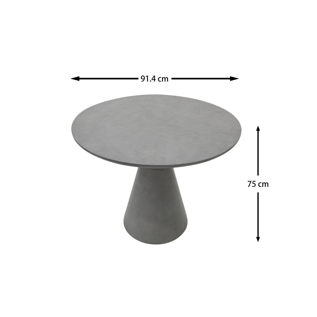 ESSTISCH RIO Mittel aus Beton 91.4x91.4x75 - Grau, Naturmaterialien (91.4/91.4/75cm) - Elementi