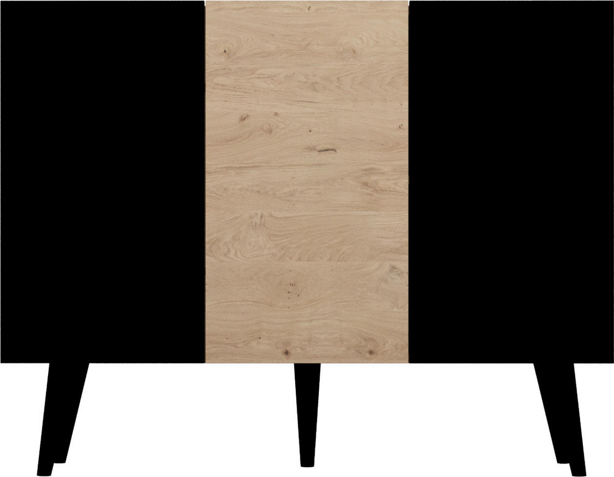 SIDEBOARD Ivy 120/95/40 in Lancelot Eiche, Schwarz - Schwarz/Braun, Holz/Holzwerkstoff (120/95.5/39.9cm) - WFL GROUP